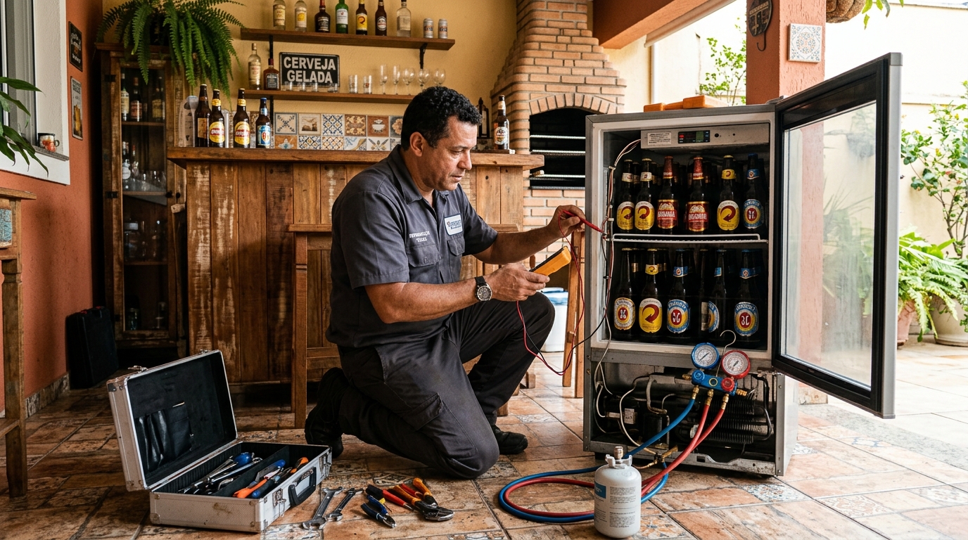 Recarga de gás refrigerante de cervejeira em Manaus‑AM