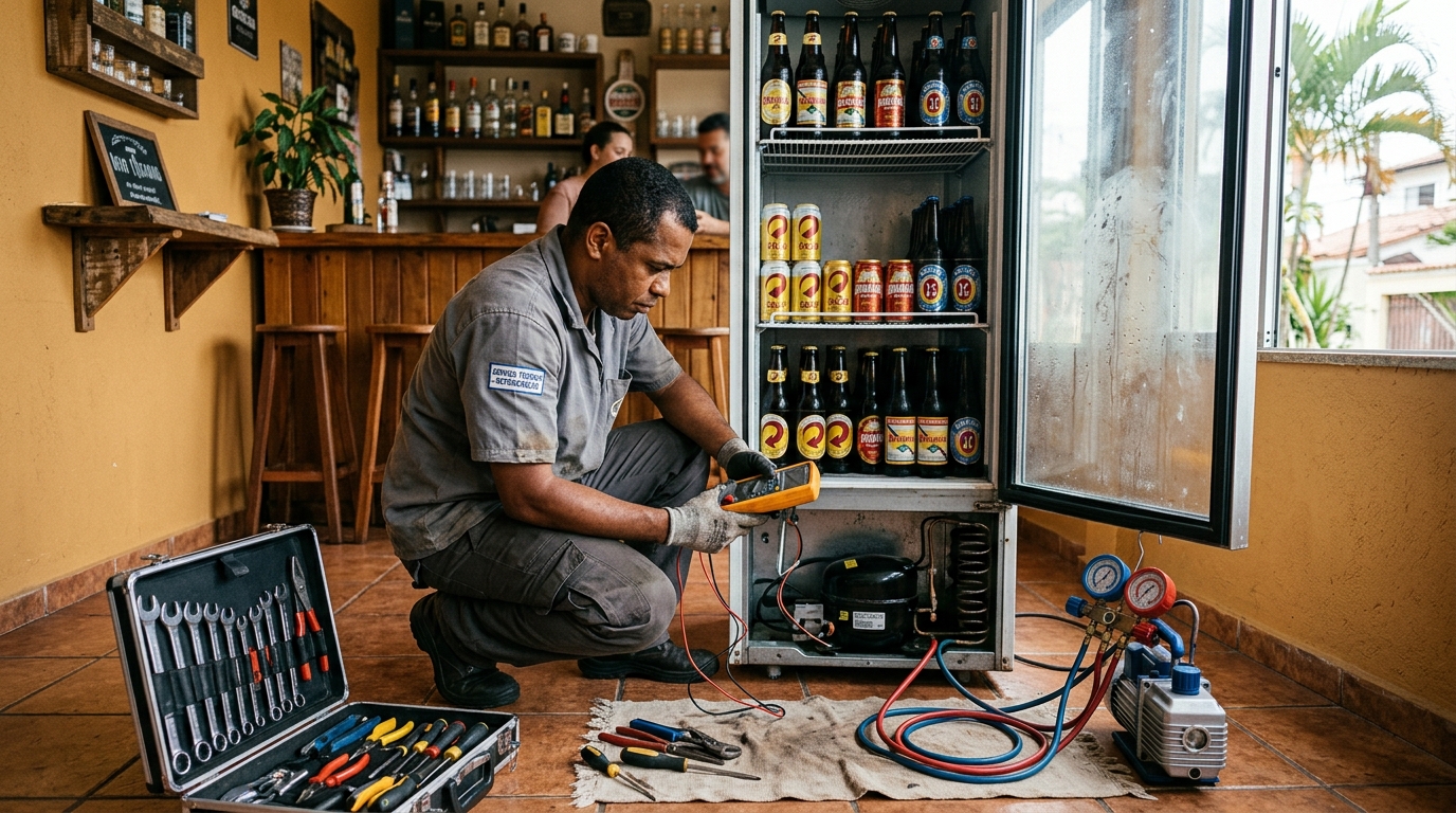 Substituição do termostato de uma cervejeira em Manaus‑AM