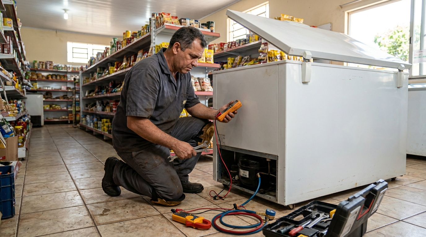 Troca de termostato de freezer em atendimento em Manaus‑AM